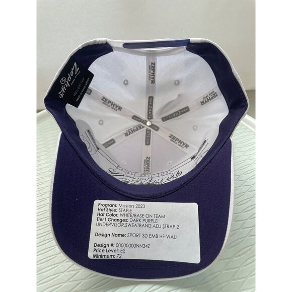 Zephyr Washington Stapie Baseball Cap OS White Dark Purple Snapback College NEW - Picture 5 of 5